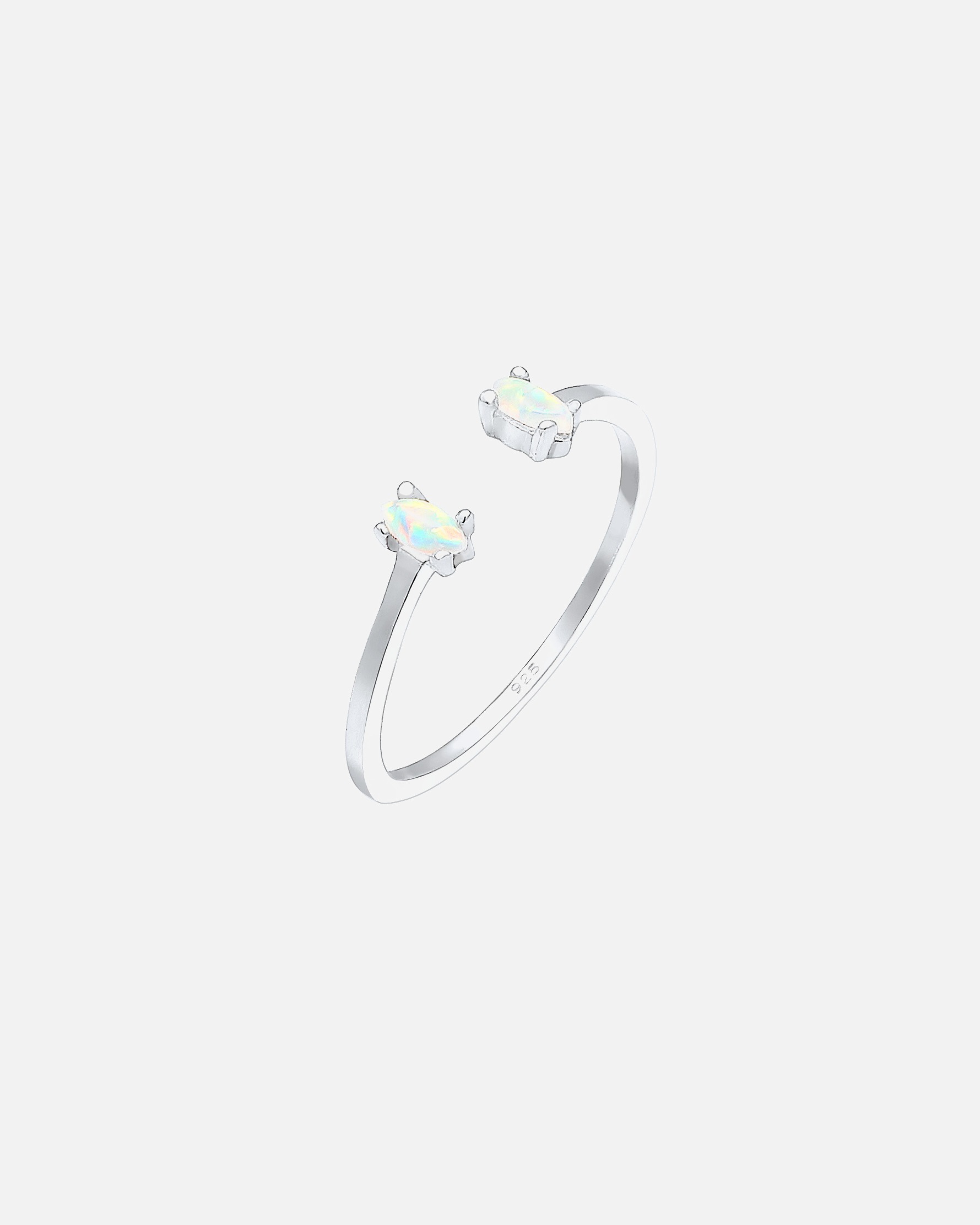 Ring für Weiblich Elli Oval Geo Opal Offen Verstellbar 925 Silber Beau silberfarben