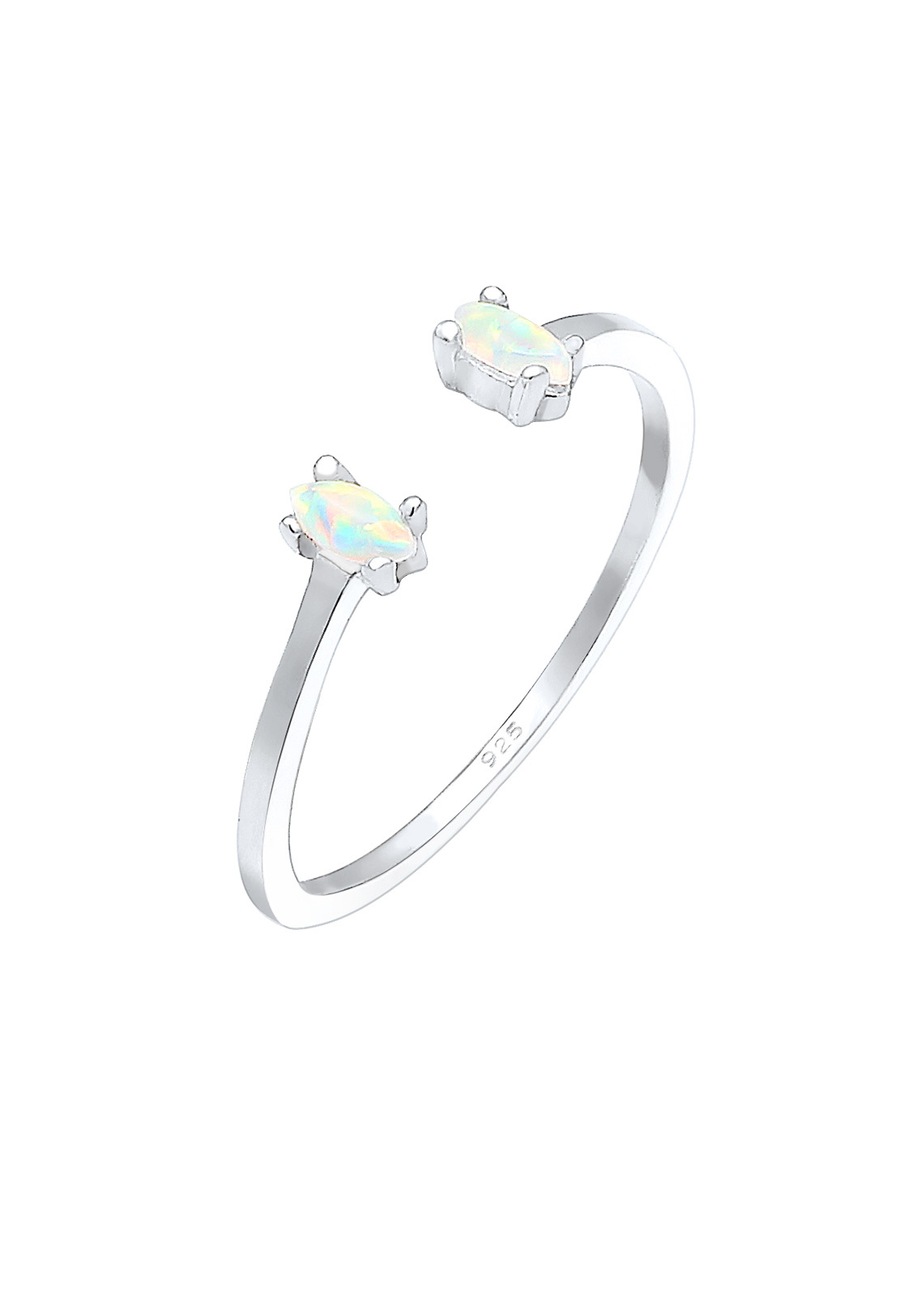 Elli Oval Geo Opal Offen Verstellbar 925 Silber Beau silberfarben Damen
