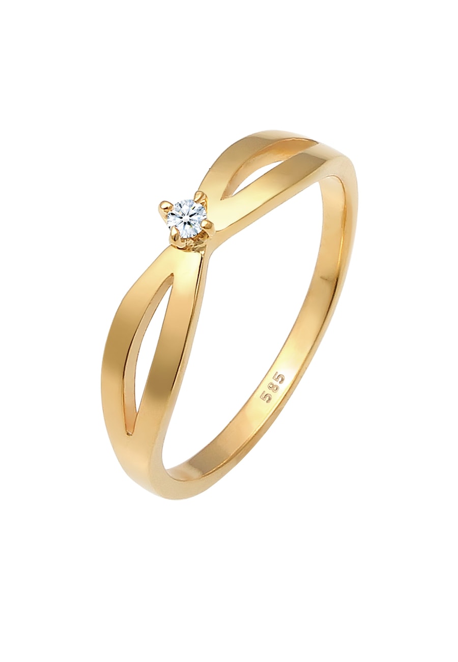 Elli DIAMONDS Verlobung Vintage Diamant (0.03 ct.) 585 Gelbgold 52 Damen