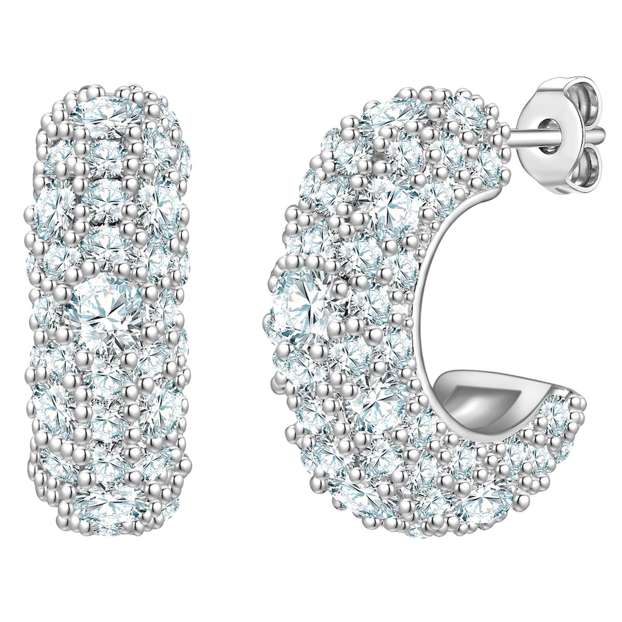 Yokoamii Creolen aus Messing in silber mit Zirkonia 19,8 mm Damen