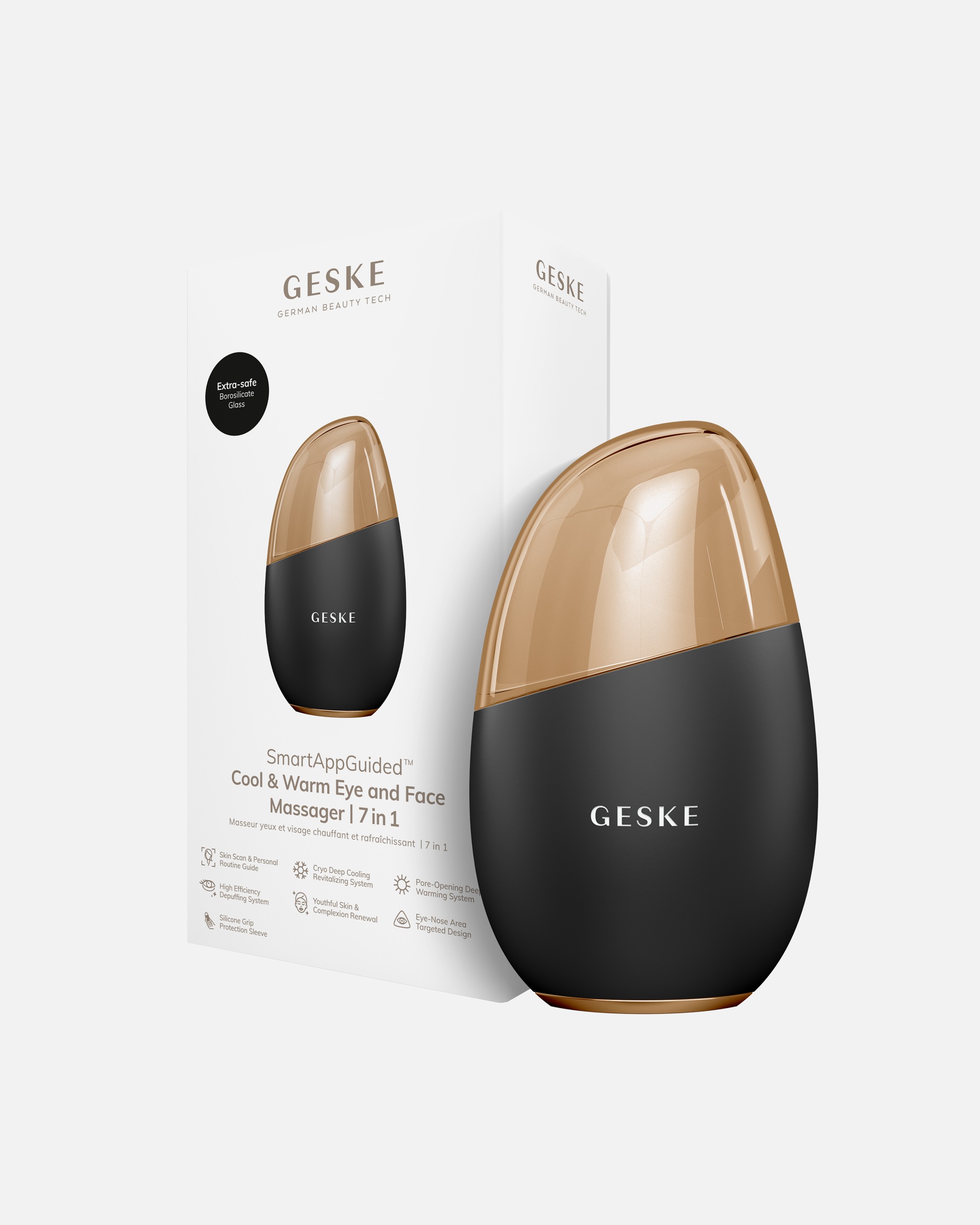 Elektrisches Gesichtsmassagegerät für Unisex GESKE GESKE SmartAppGuided™ Cool & Warm Eye & Face Massager | 7 in 1 Gray