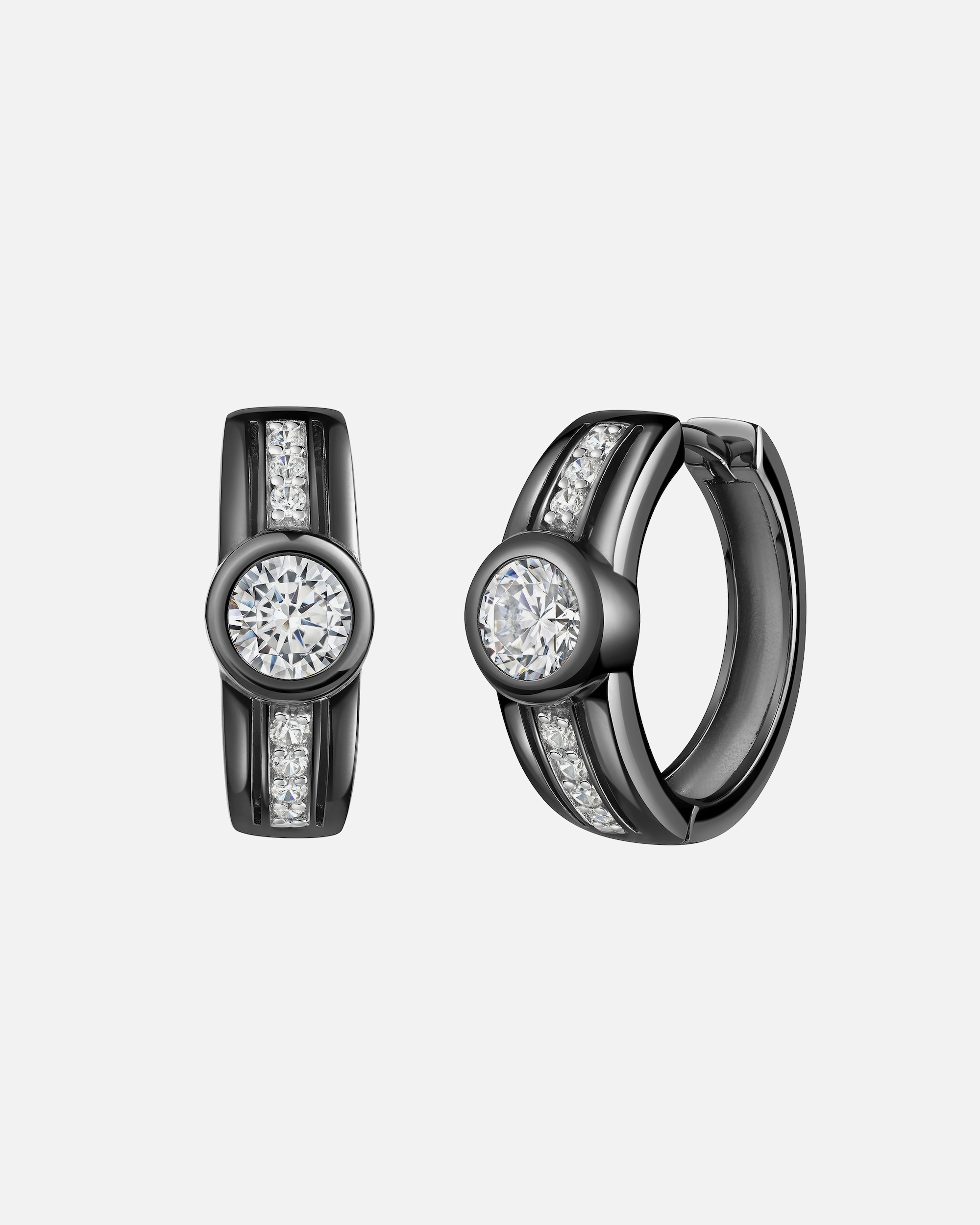 Creolen für Weiblich Celesta Creolen 925 Sterling Silber rhodiniert/schwarz Zirkonia 925/- Sterling Silber Zirkonia weiß weiß