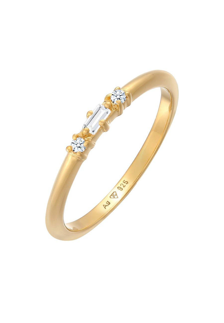 Elli DIAMONDS Verlobungsring Diamant (0.03 ct.) Rechteck 925 Silber 52 Damen