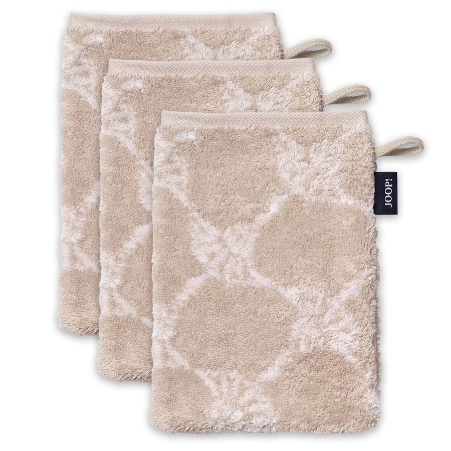 JOOP! Waschlappen 3er Pack 'Doubleface' Beige Cornflower