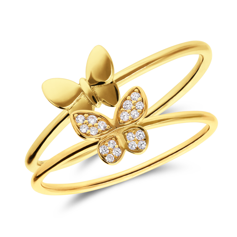Lucardi Ring 925 Silber - Silberfarbig Gold 58mm Damen