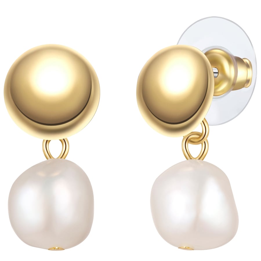 Yokoamii Perlen-Ohrhänger aus Metall-Legierung in Gelbgold mit Süßwasser-Zuchtperle 21,4 mm Damen