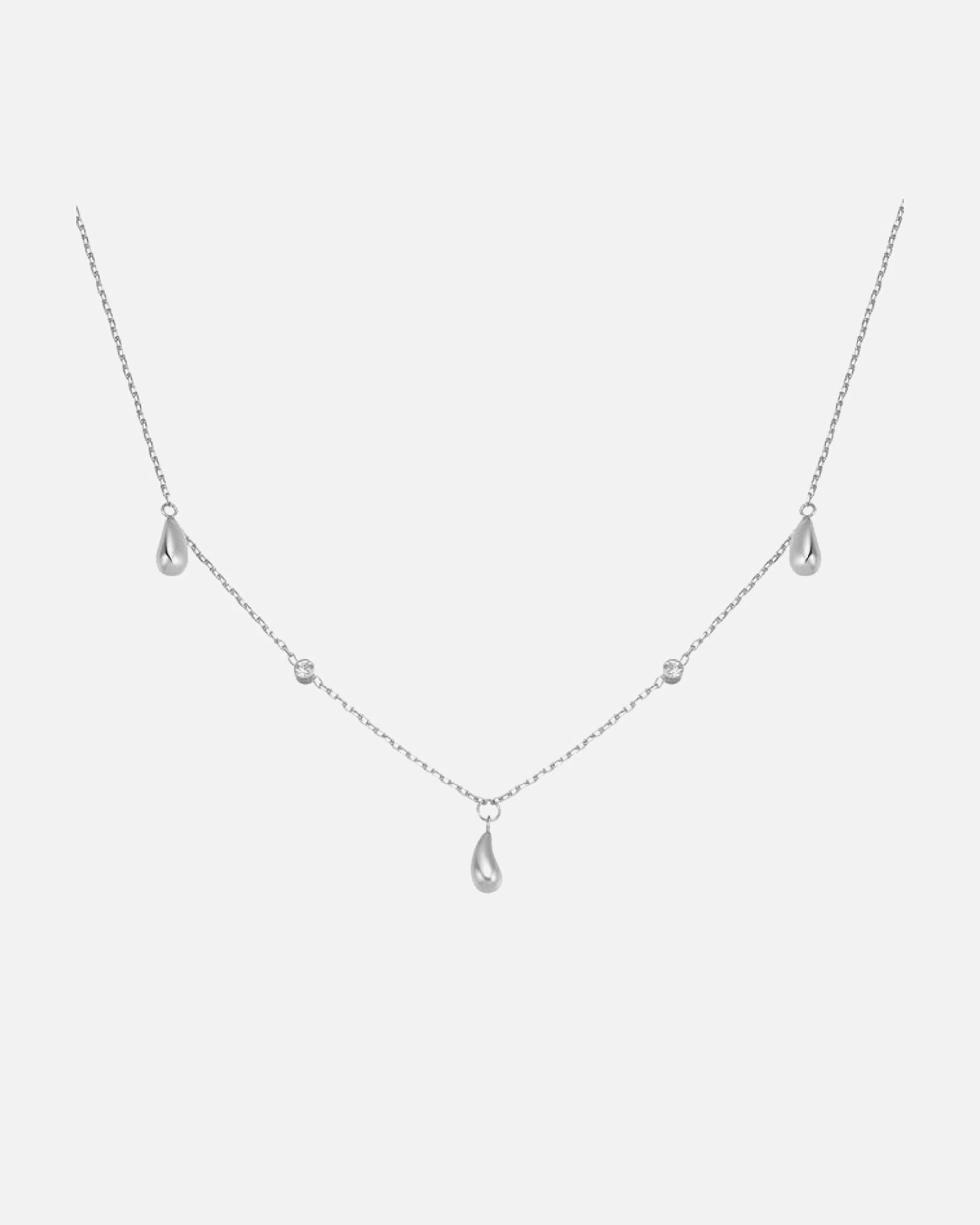 Halskette für Weiblich Hey Happiness Default Brand Line Halskette mit Regentropfen und Glitzeranhänger aus Edelstahl Silber
