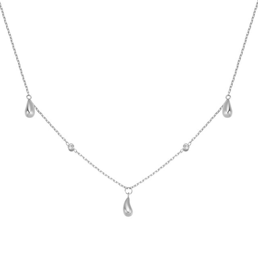 Hey Happiness Halskette mit Regentropfen und Glitzeranhänger aus Edelstahl Silber Damen