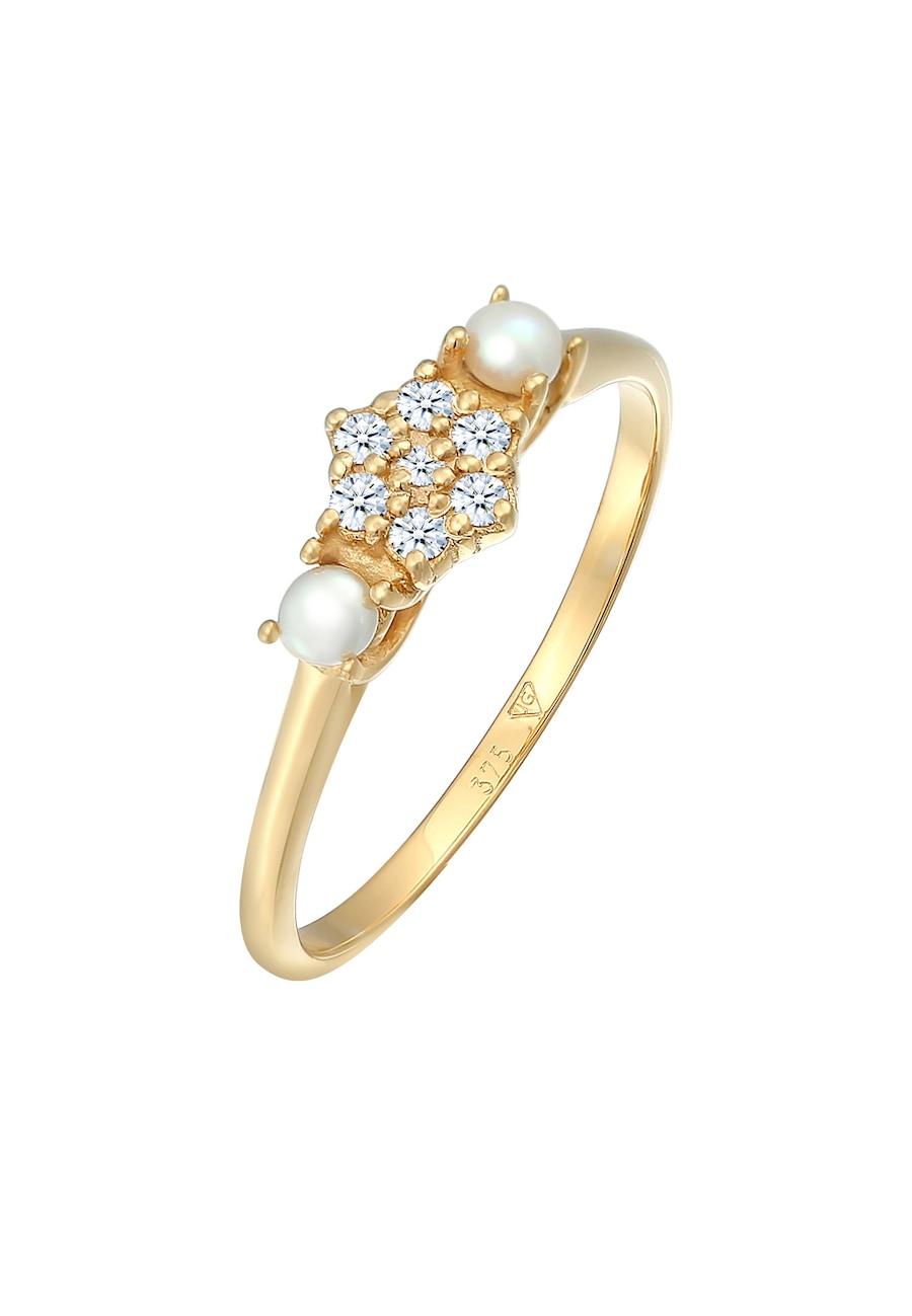 Elli DIAMONDS Diamant (0.095 ct.) Süßwasserperle 375 Gelbgold 58 Damen