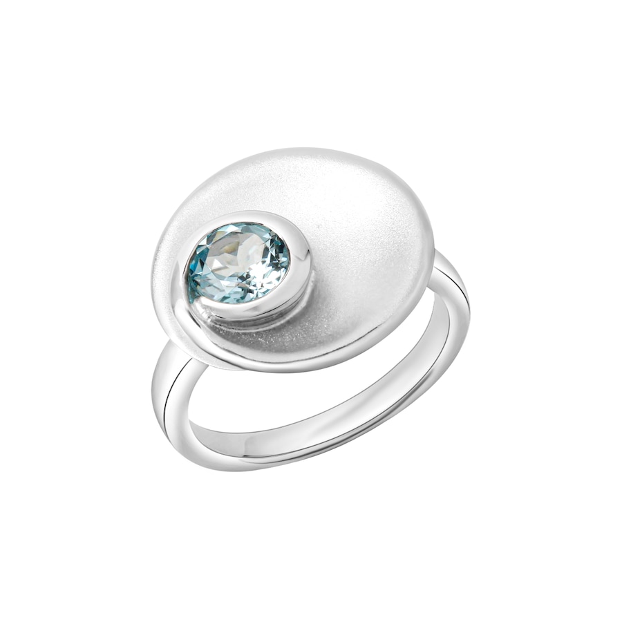Celesta Ring 925 Silber matt Blautopas 925/- Sterling beh. blau 058 (18,5) Weiss Damen