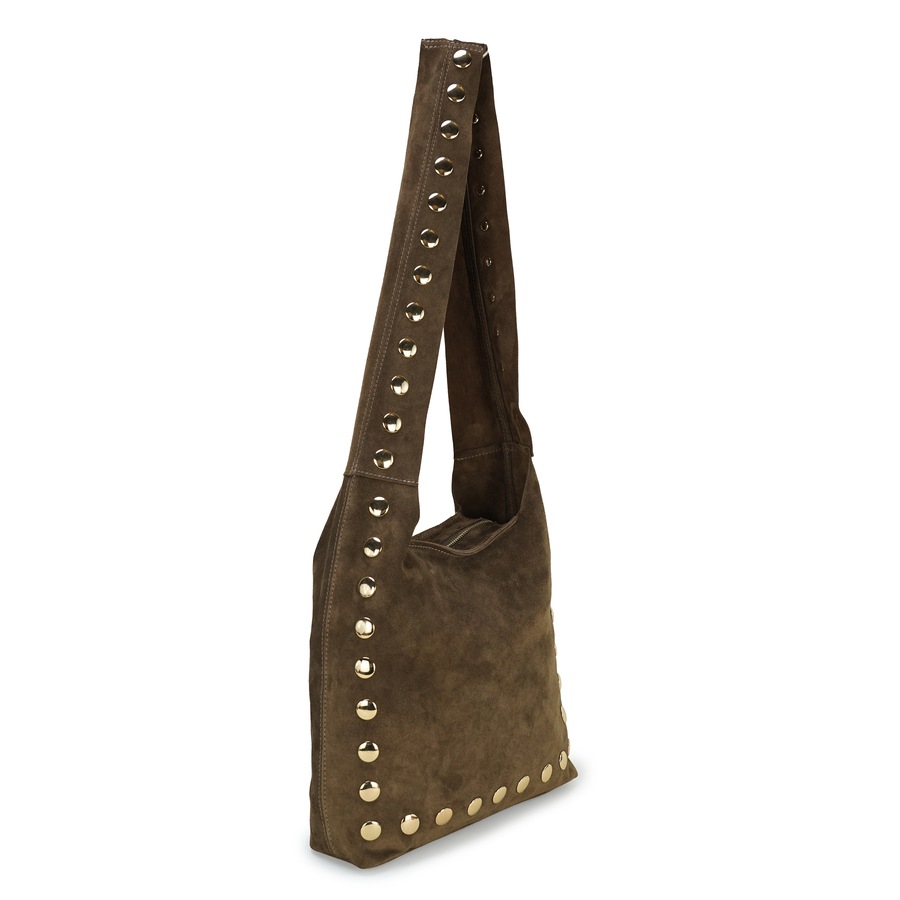 HARPA Boho-Bag SARA aus echtem Leder mit Nieten braun