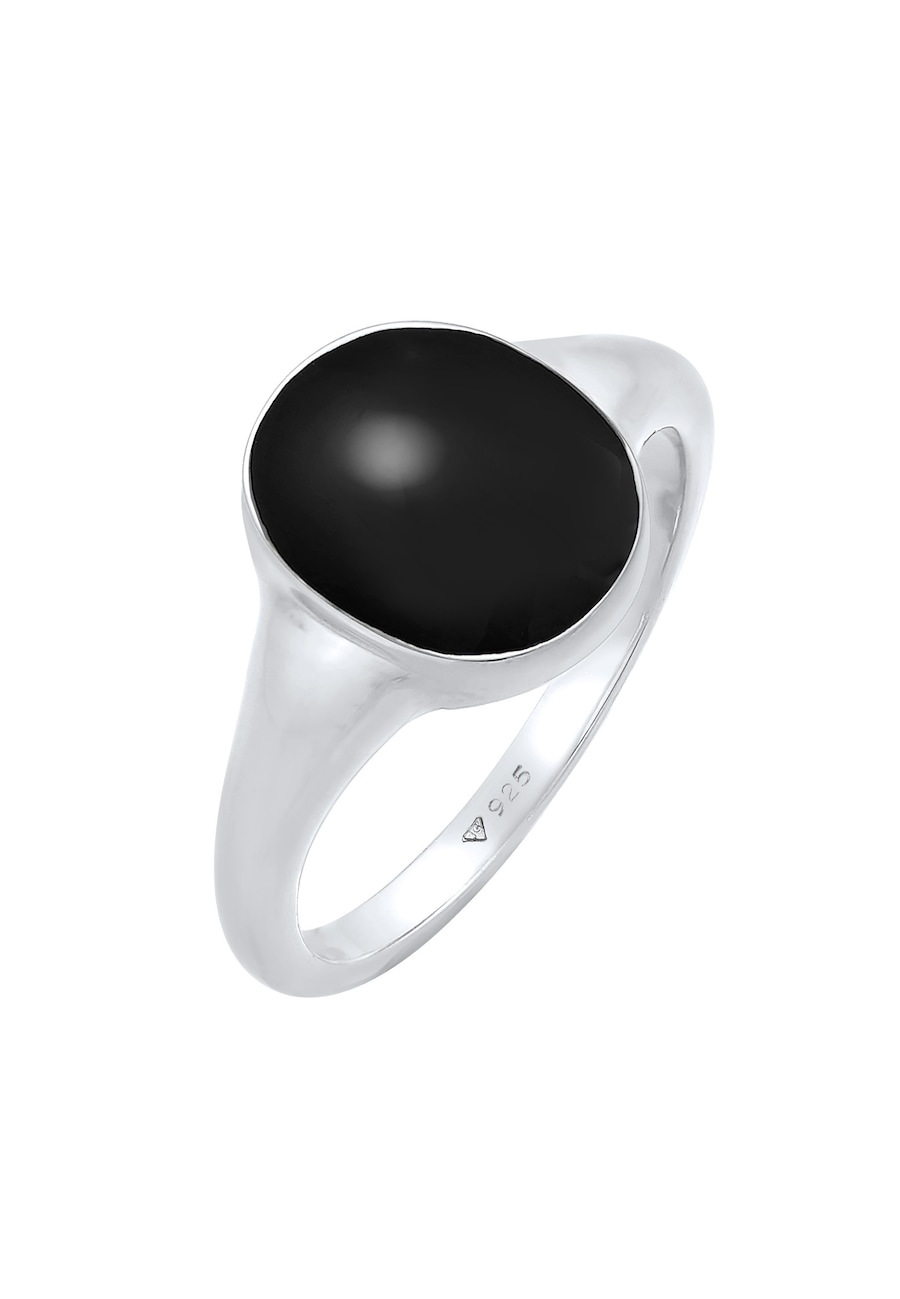 Elli Pierścień Siegelring Emaille Oval 925 Silber 54 mm Damen