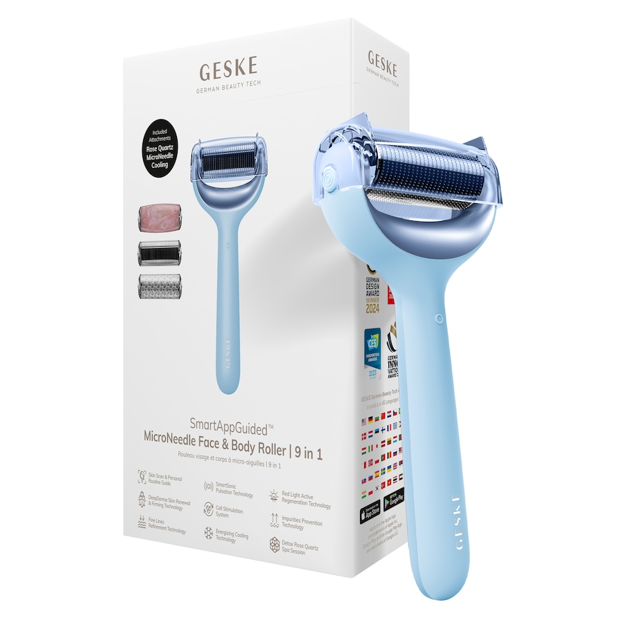GESKE SmartAppGuided MicroNeedle Face & Body Roller | 9 in 1 Aquamarine