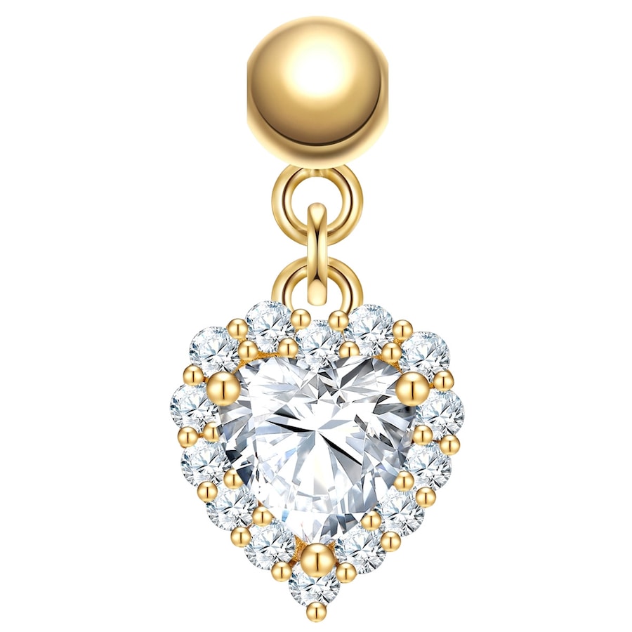 Glanzstücke München Charm Herz aus Sterling Silber in Gelbdold mit Zirkonia 16,3 mm Damen
