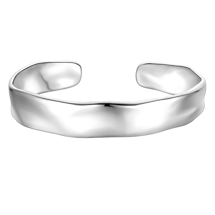 Yokoamii Armreif aus Messing in silber 16,0 - 22,0 cm, flexibel einstellbar Damen