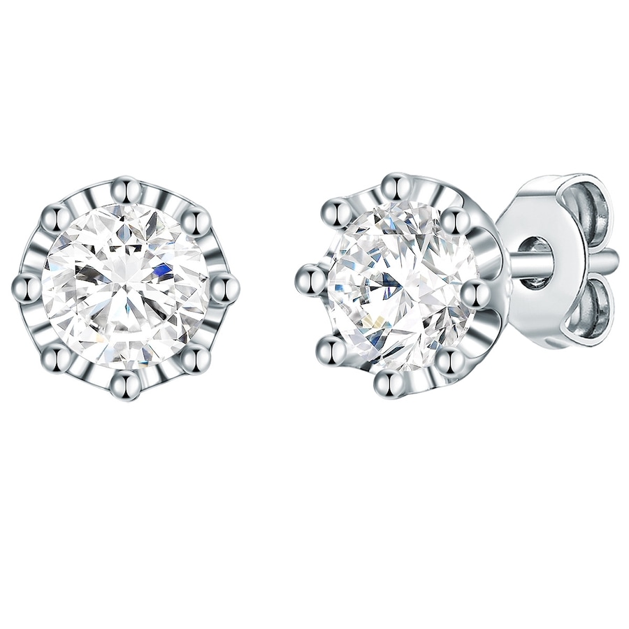 Lulu & Jane Ohrstecker aus Messing in Silber mit verziert Kristallen von Swarovski 7,7 mm Damen