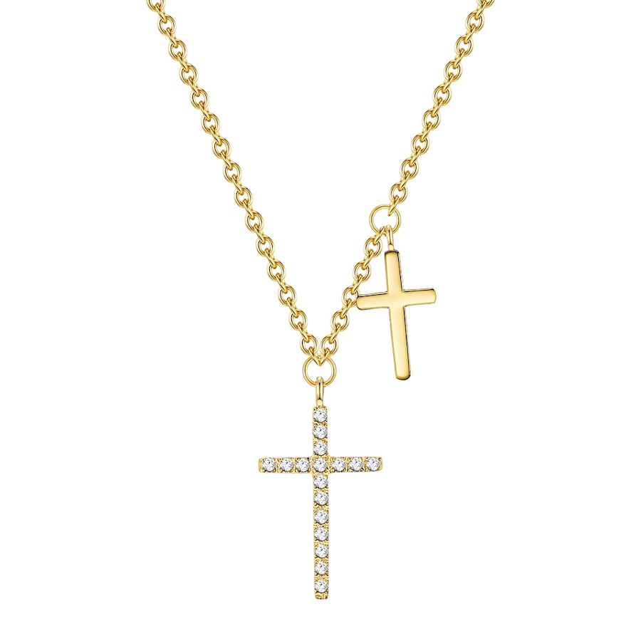 Eastside Halskette Kreuz Edelstahl Zirkonia in Gelbgold 52,0 cm Damen