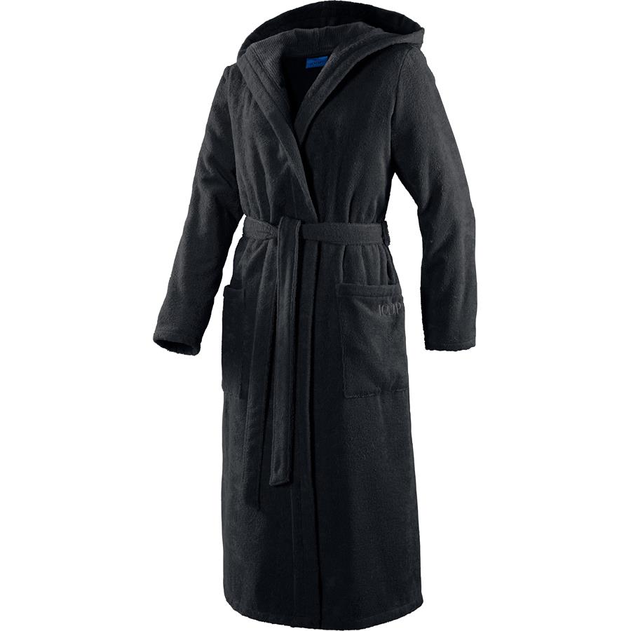JOOP! Bademantel mit Kapuze Schwarz Größe 44/46, Länge 120 cm Damen