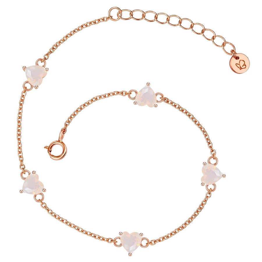Glanzstücke München Armband Herz Sterling Silber Mondstein (synth.) in Roségold 17,0 cm Basislänge + 3,0 Verlängerung Damen