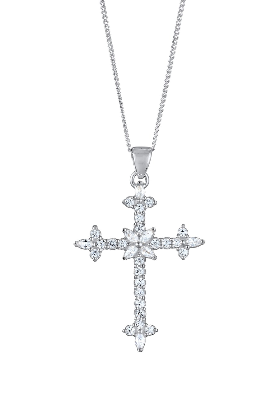 Elli Kreuz Zirkonia Marquise 925 Sterling Silber silberfarben Damen