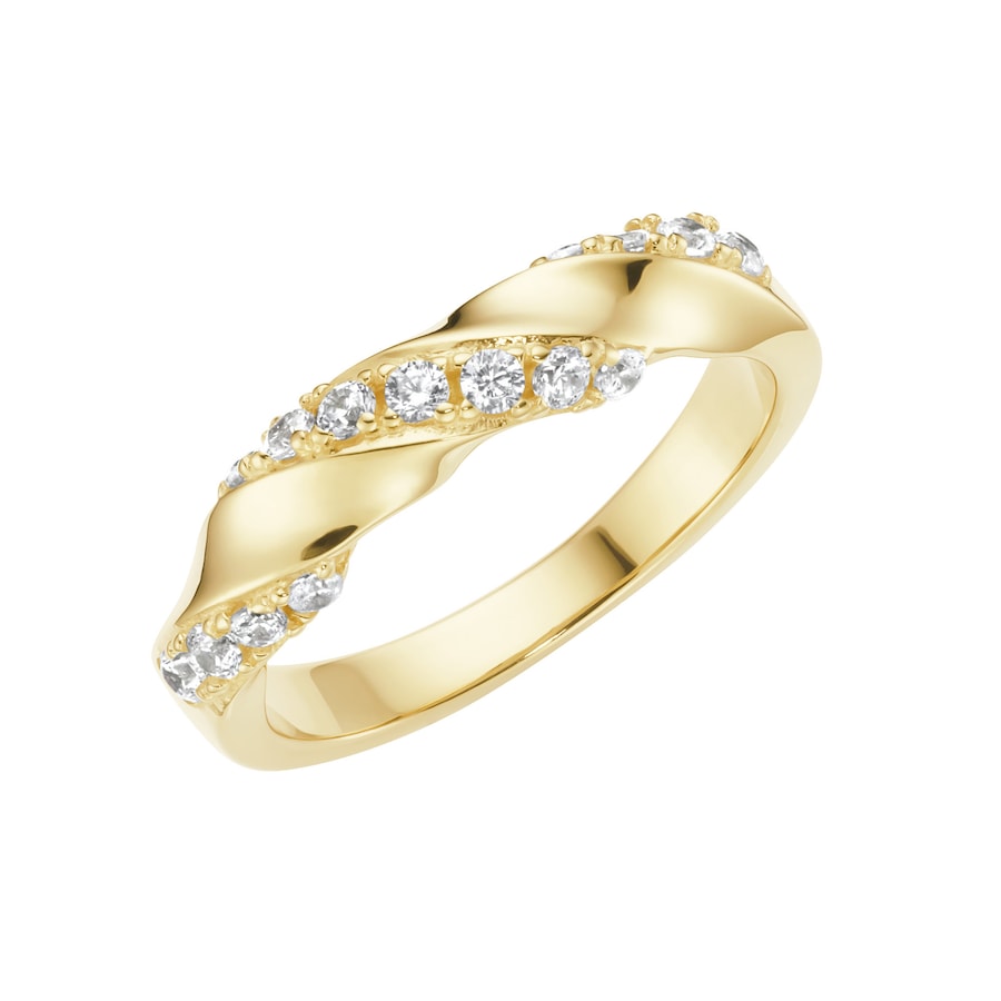 Giorgio Martello Milano Ring mit weißen Zirkonia, vergoldet, Silber 925 56 Gold