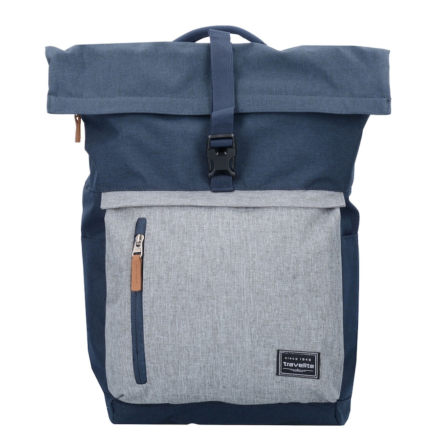 Travelite Basics Rollup Rucksack 47 cm Laptopfach marine-grau Violett Herren