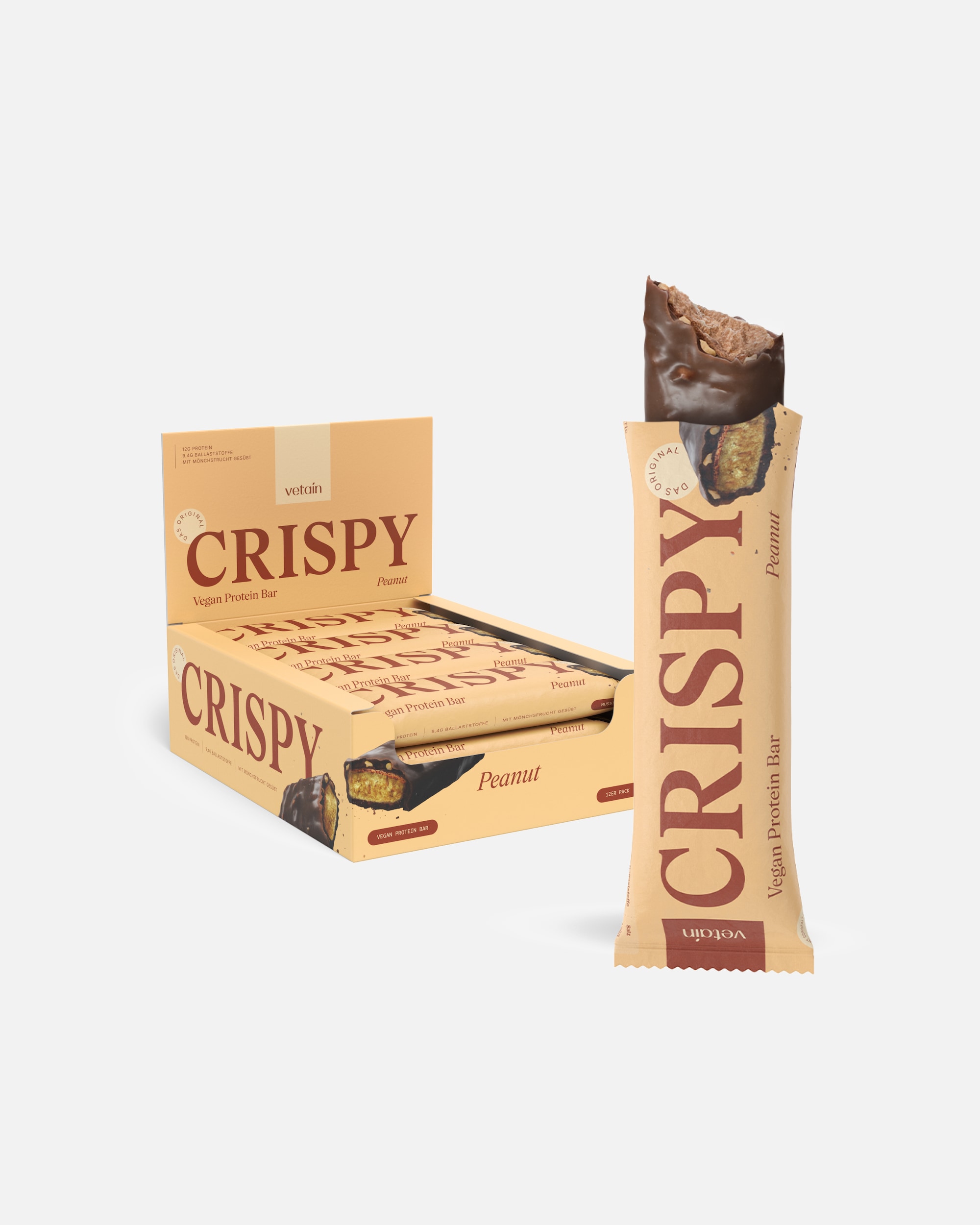 Riegel für Unisex Vetain Default Brand Line Vegan Crispy Proteinriegel mit 12g Eiweiß Peanut