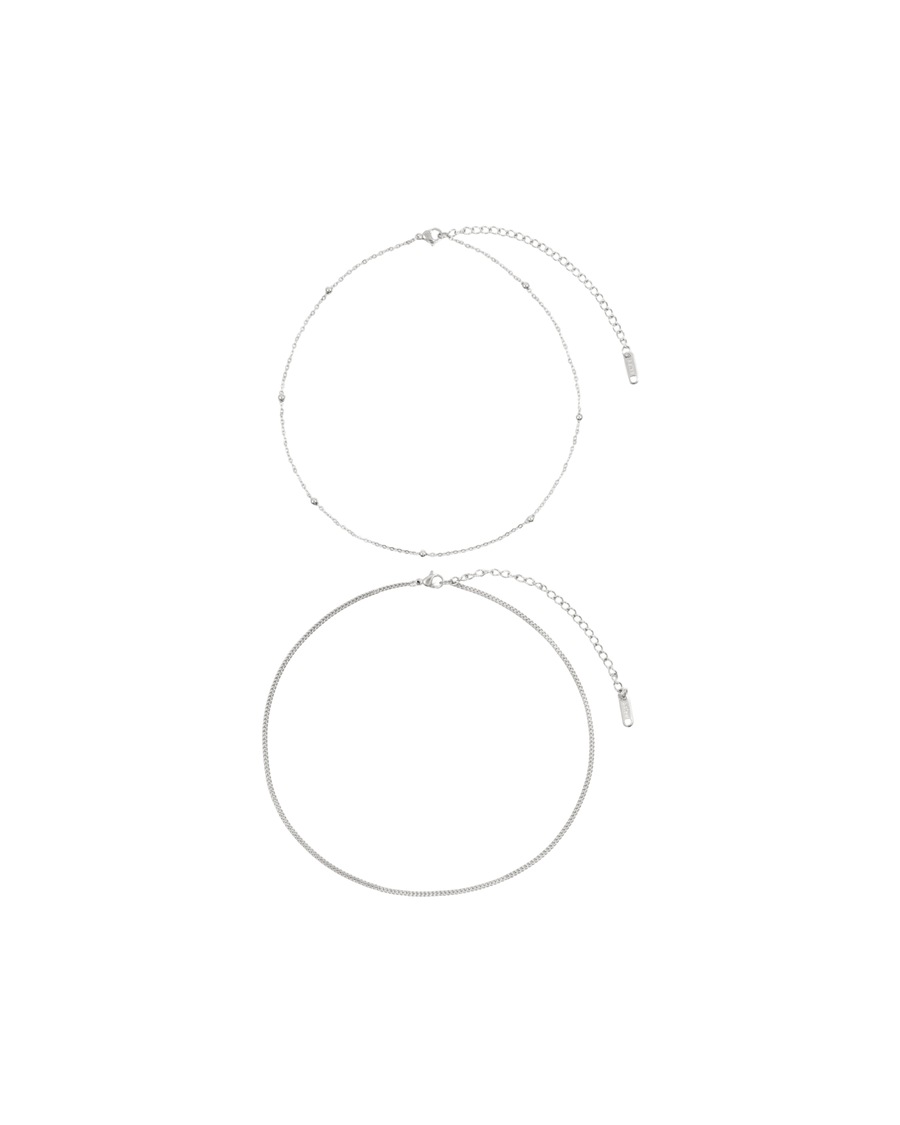Hey Happiness Choker-Set 2-teilig Edelstahl Silber Damen