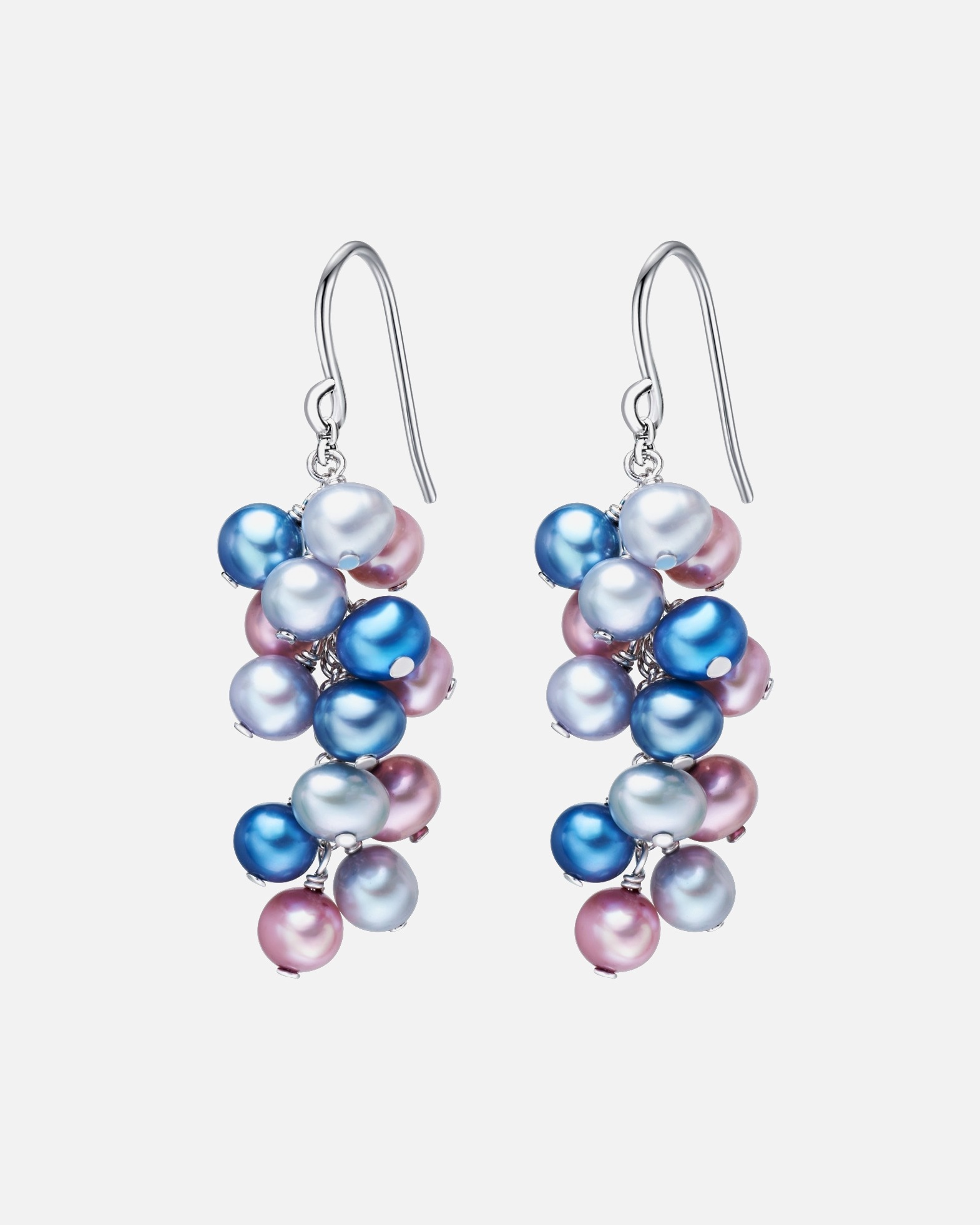 Ohrringe für Weiblich Valero Pearls Ohrhänger Sterling Silber Süßwasser-Zuchtperlen gelb braun dunkelbraun Wasserfalloptik 41,2 mm