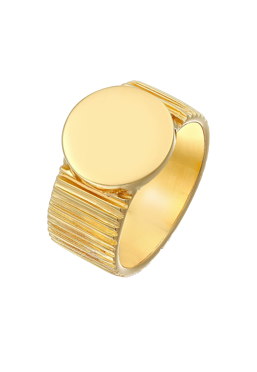 Elli PREMIUM Bandring Siegelring Relief Struktur 925 Silber 52 Damen