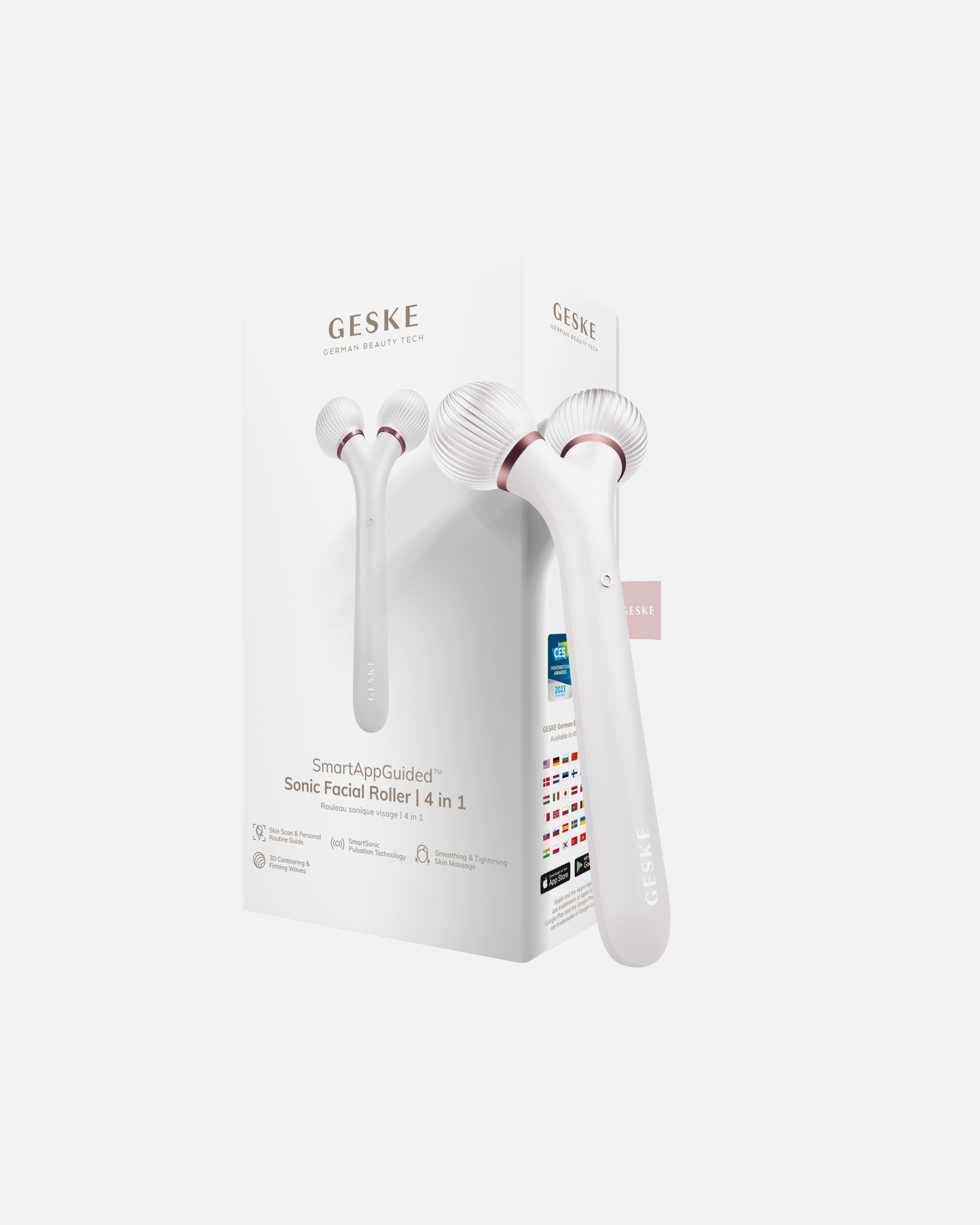 Elektrisches Gesichtsmassagegerät für Unisex GESKE SmartAppGuided™ Sonic Facial Roller | 4 in 1 Starlight