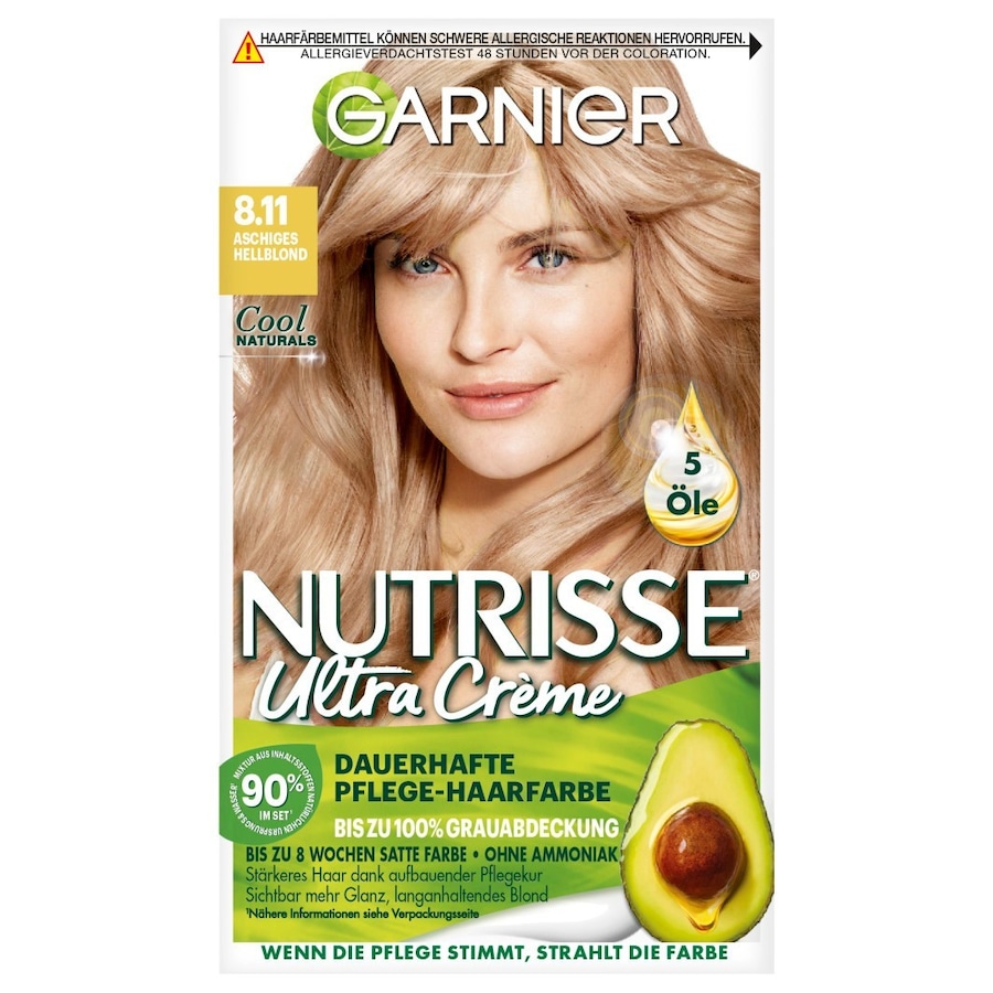 Garnier Nutrisse Ultra Crème Haarfarbe Nr. 8.11 - Aschiges Hellblond Hellbraun Damen