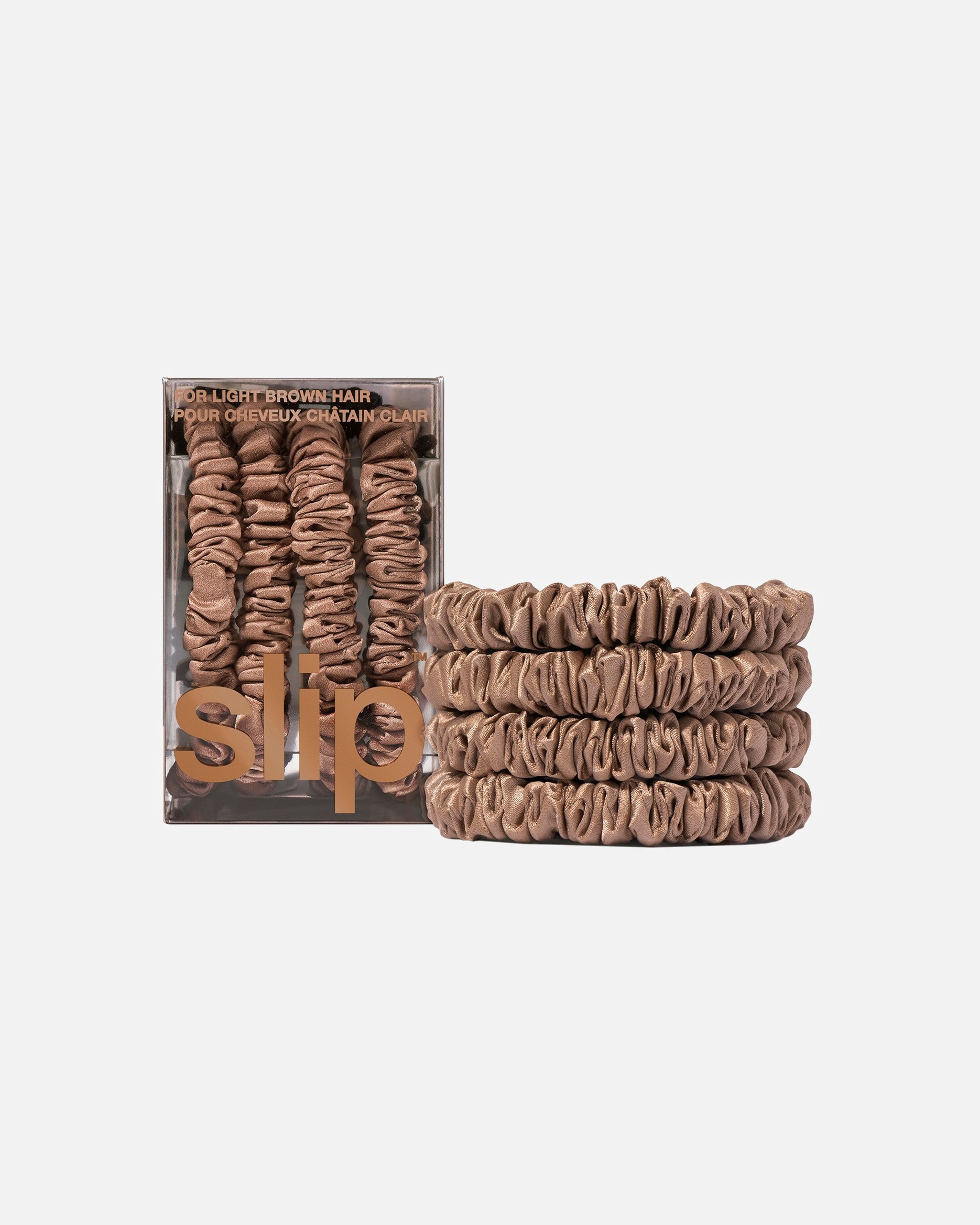 Haargummi für Unisex Slip Schmal scrunchies back to basics, reine seide - schwarz Light Brown