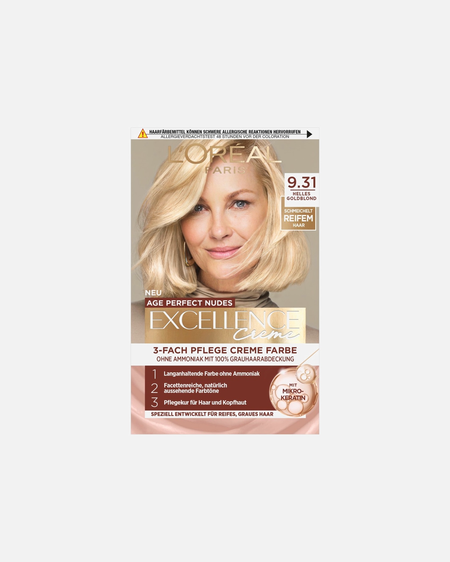 Haarfarbe für Weiblich L’Oréal Paris Excellence Creme Age Perfect Nudes HELLES GOLDBLOND
