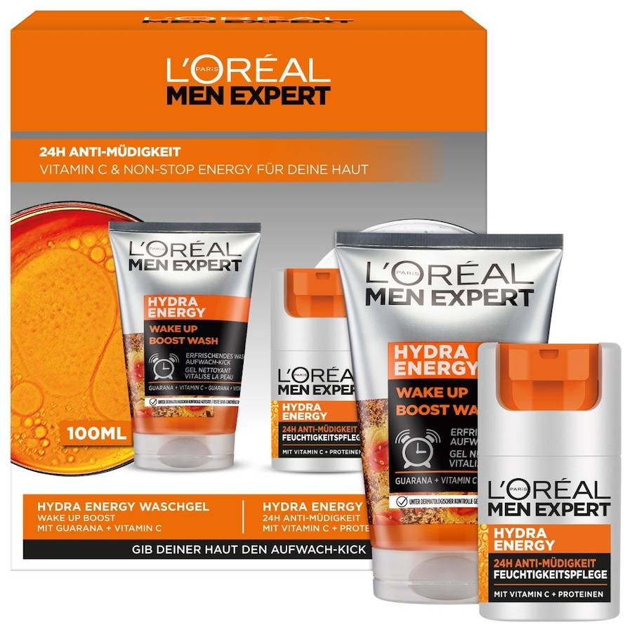 L ́Oréal Men Expert Geschenkset Hydra Energy Waschgel & Gesichtscreme mit Vitamin C Gesichtspflegeset Herren
