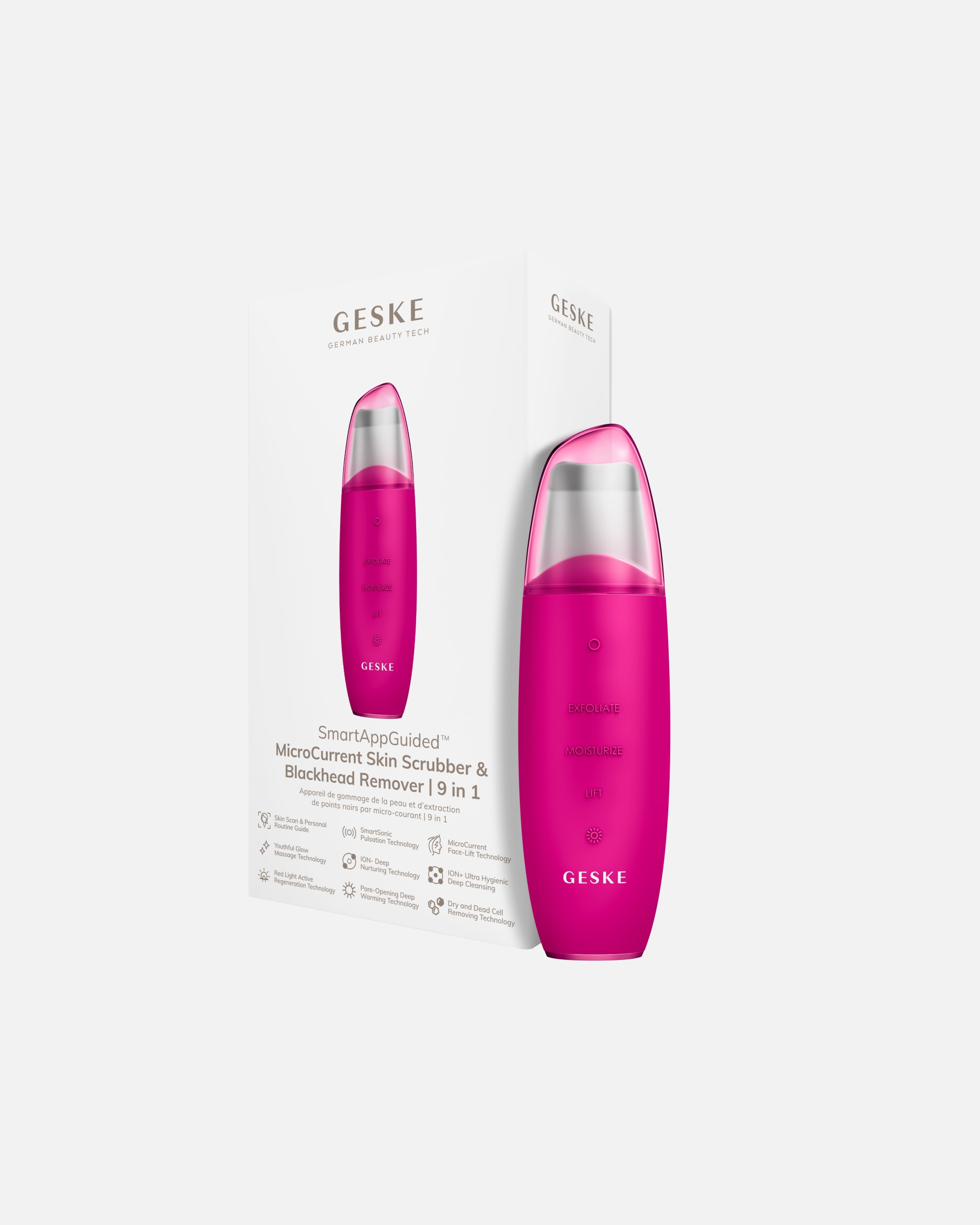 Elektrisches Gesichtsmassagegerät für Unisex Geske SmartAppGuided™ MicroCurrent Skin Scrubber & Blackhead Remover 9 in 1 1 Stück