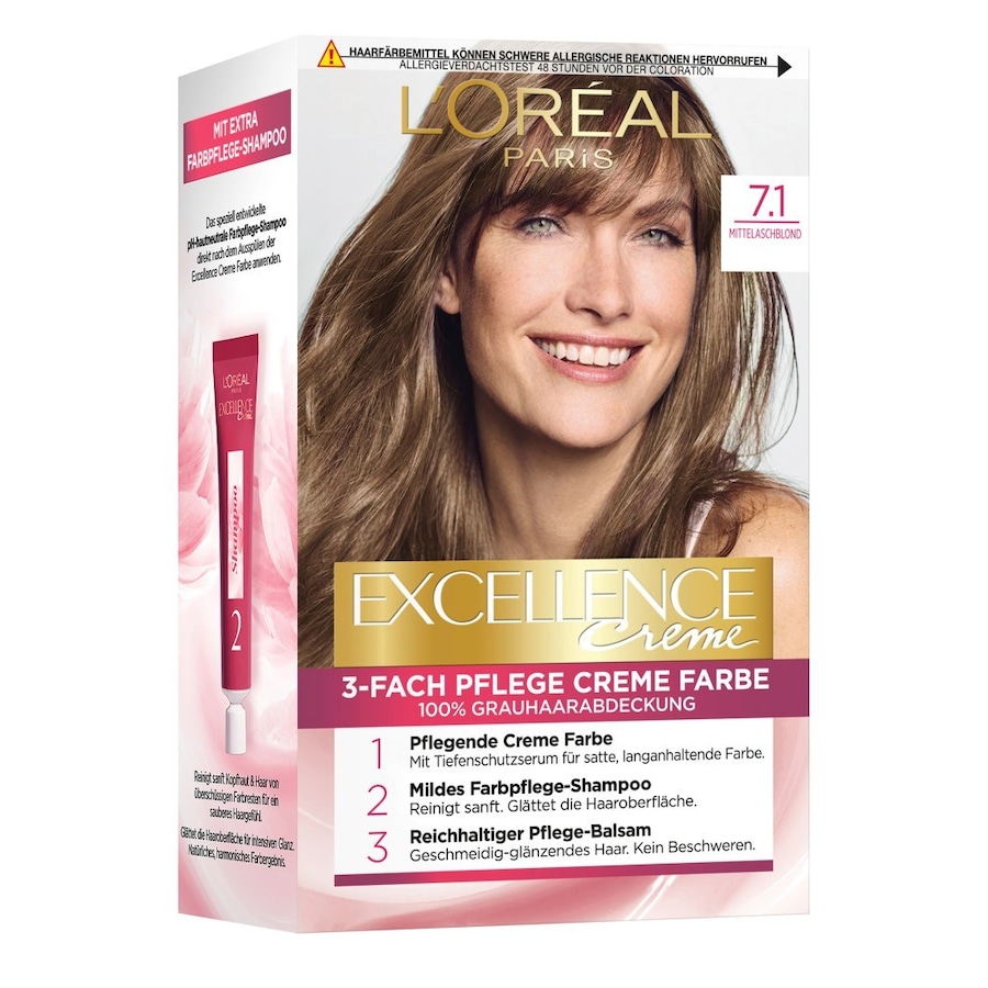 L’Oréal Paris Excellence Crème Haarfarbe Nr. 7.1 - Mittelaschblond Braun Damen