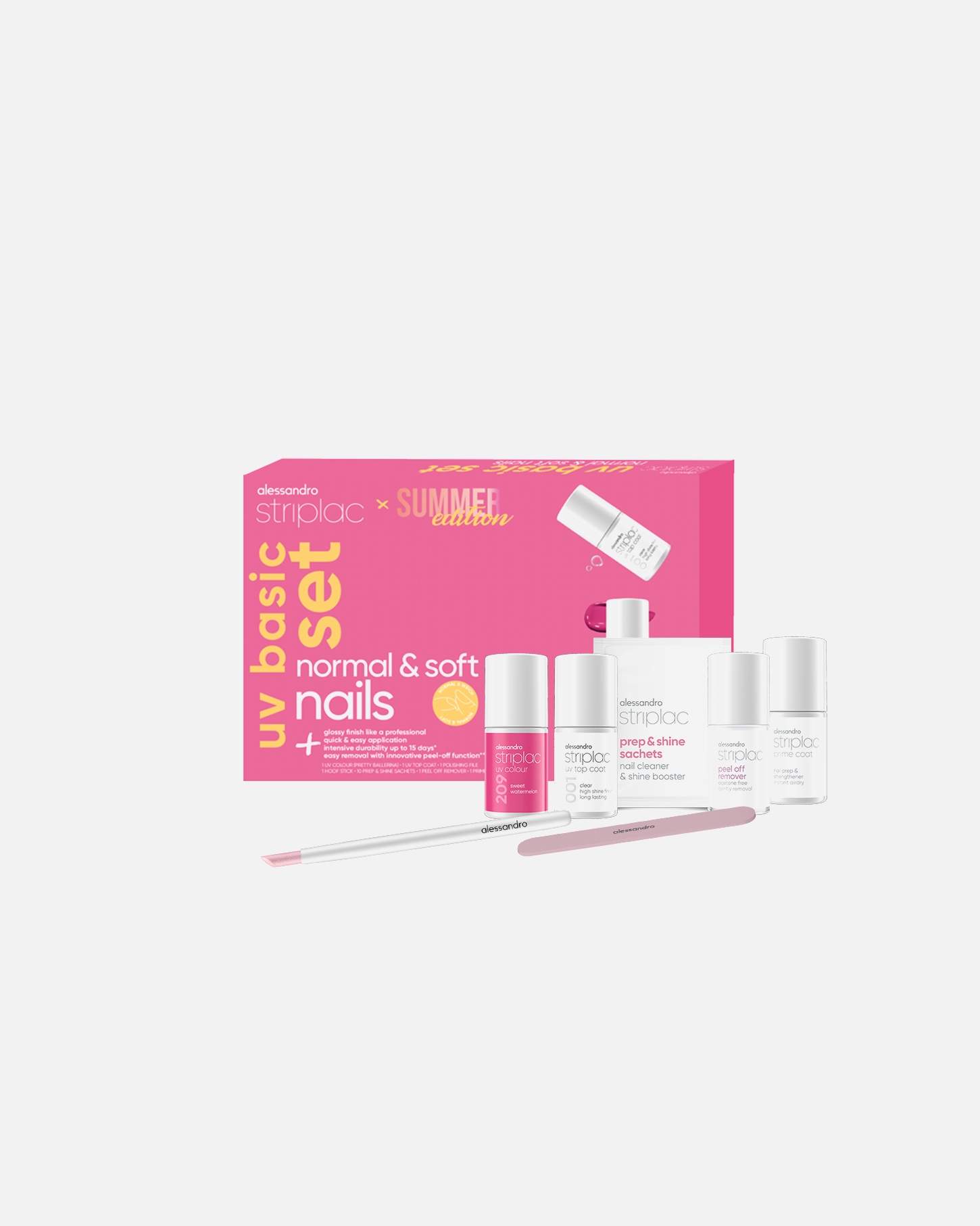 Nagelpflegeset für Unisex Alessandro Striplac UV Basic Set Normal & Soft Nails Summer Edition 1 Stück