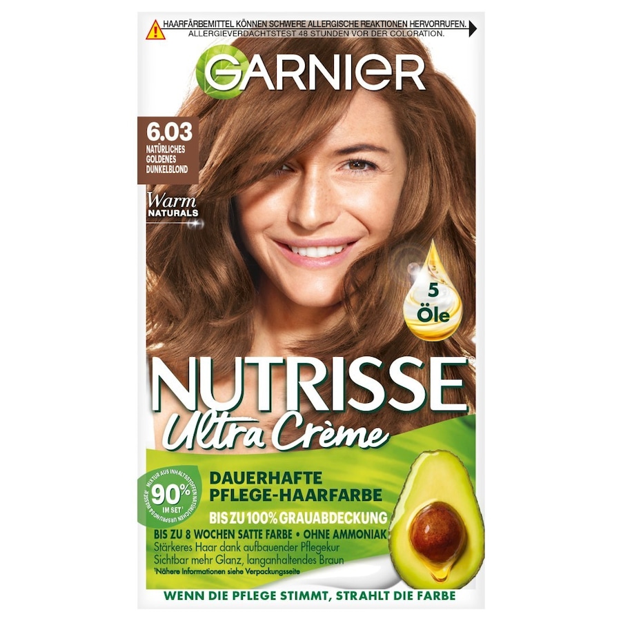 Garnier Nutrisse Ultra Crème Haarfarbe Nr. 6.3 - Natürliches Goldenes Dunkelblond Braun Damen