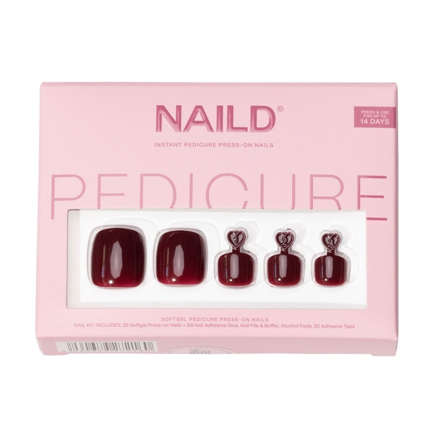 NAILD Dark red Toe Softgel Press On Nails Kunstnägel Dunkelrot