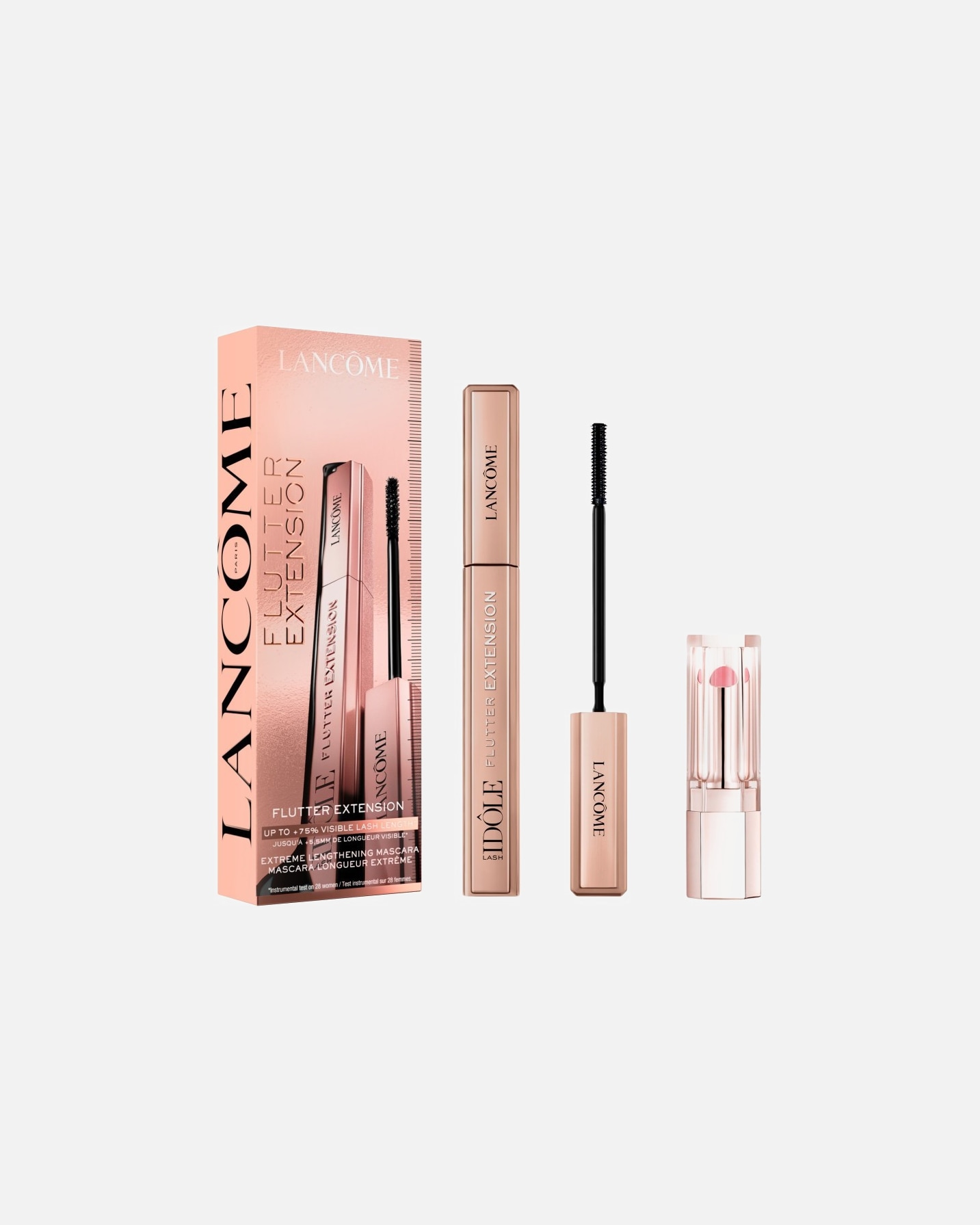 Augen Make-up Set für Unisex Lancôme Lash Idôle Flutter Extension Mascara + Lip Idôle Butterglow 1 Stück