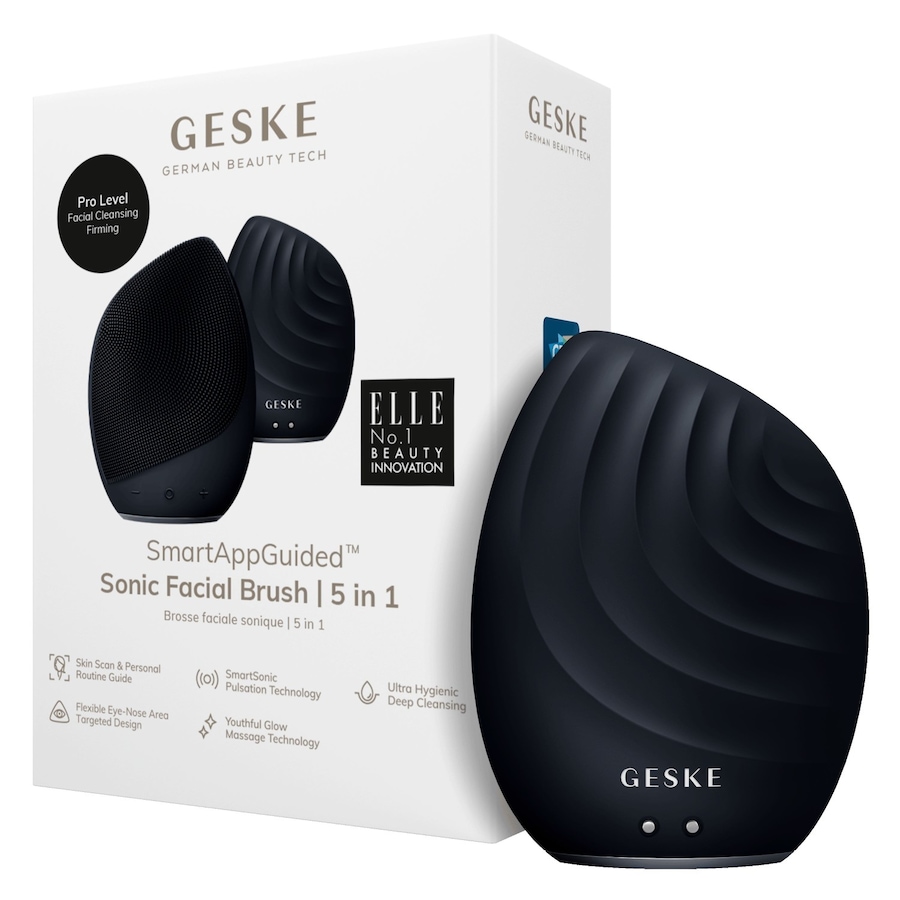 Geske SmartAppGuided Sonic Facial Brush | 5 in 1 Elektrisches Gesichtsmassagegerät Black Schwarz