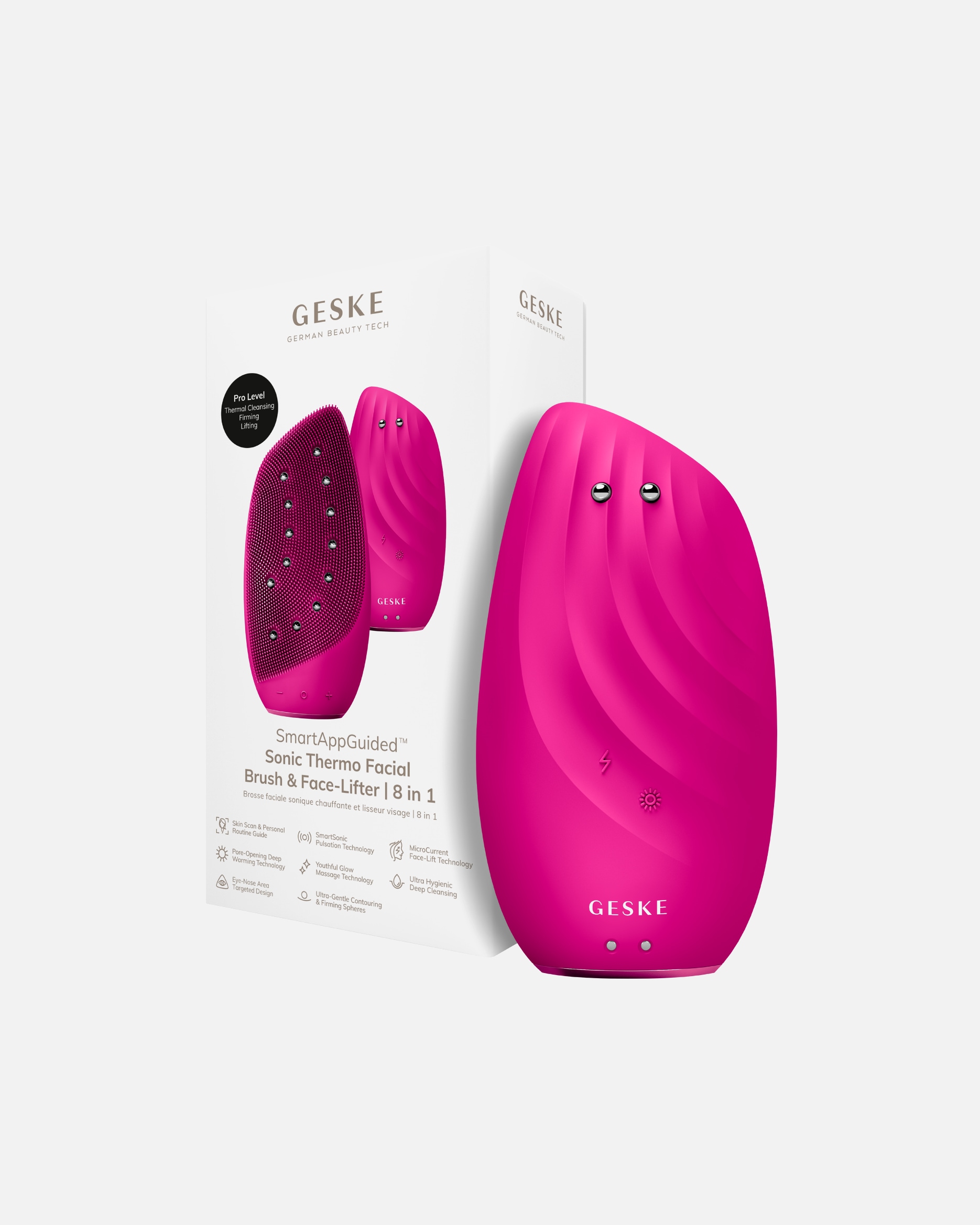 Elektrisches Gesichtsmassagegerät für Unisex GESKE SmartAppGuided™ Sonic Thermo Facial Brush & Face-Lifter | 8 in 1 1 Stück