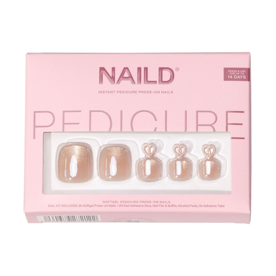 NAILD Champagne Toe Softgel Press On Nails Kunstnägel Weiss