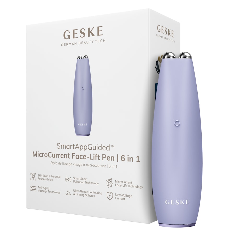GESKE SmartAppGuided MicroCurrent Face-Lift Pen | 6 in 1 Elektrisches Gesichtsmassagegerät Purple