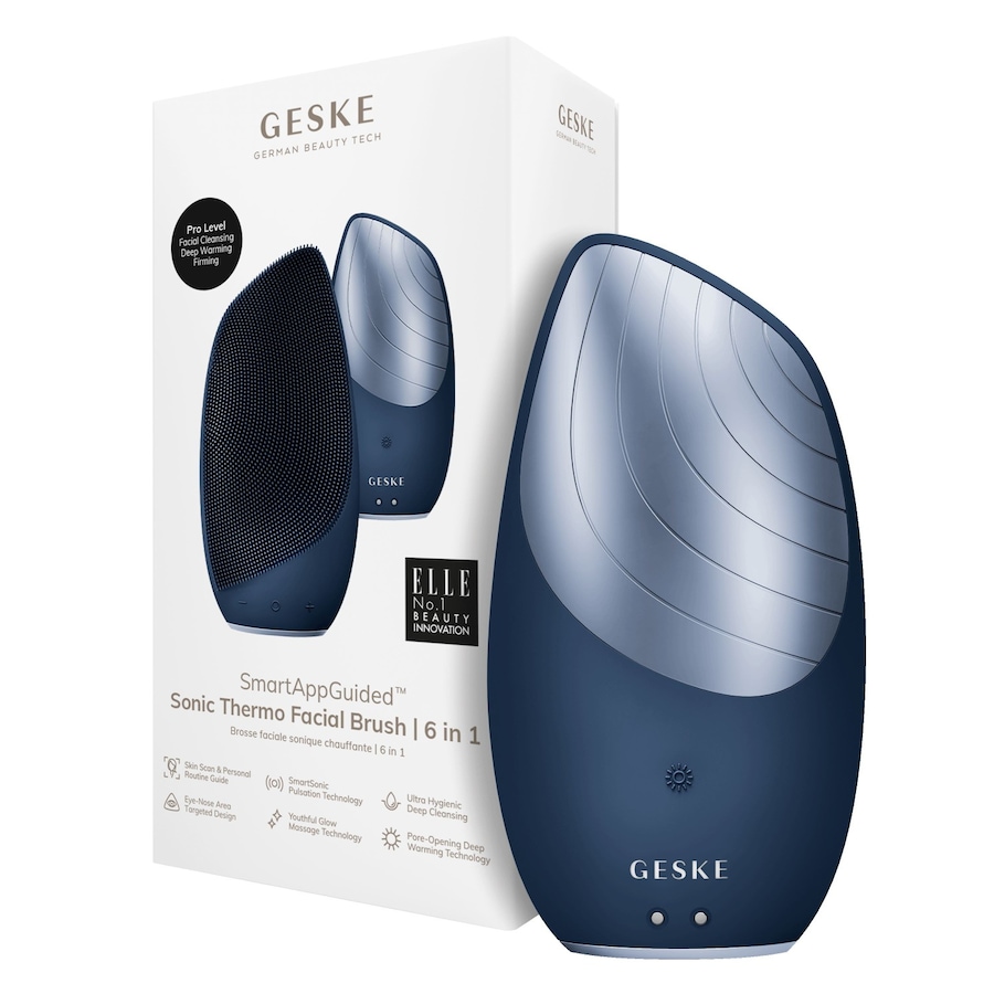 Geske SmartAppGuided Sonic Thermo Facial Brush | 6 in 1 Elektrisches Gesichtsmassagegerät Midnight Schwarz