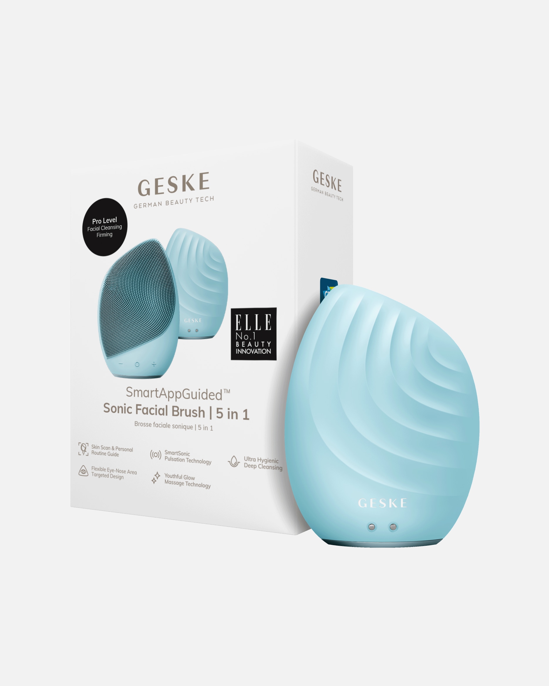 Elektrisches Gesichtsmassagegerät für Unisex Geske SmartAppGuided™ Sonic Facial Brush | 5 in 1 Turquoise