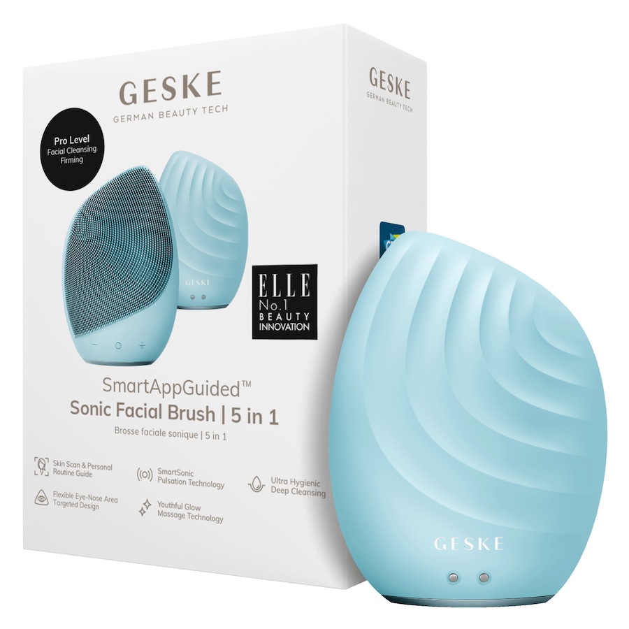Geske SmartAppGuided Sonic Facial Brush | 5 in 1 Elektrisches Gesichtsmassagegerät Turquoise Silber