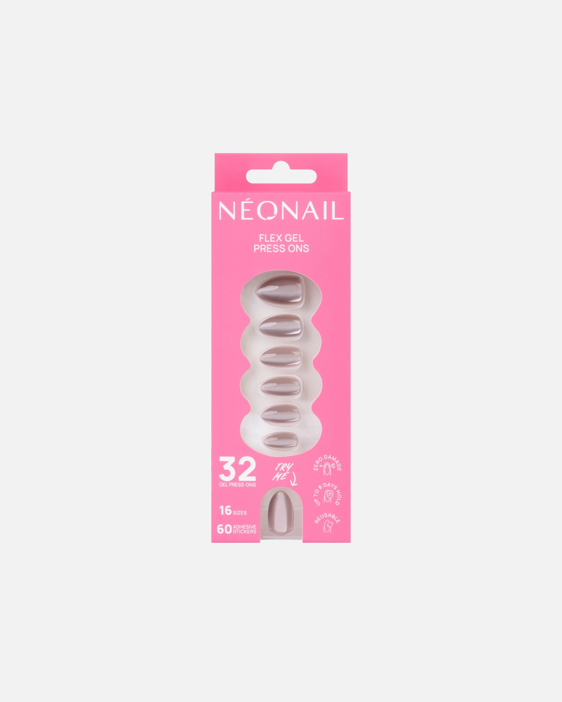 Kunstnägel für Unisex NEONAIL Flex Gel Press Ons 32 Stk - Blush Cateye Medium Almond 1 Stück