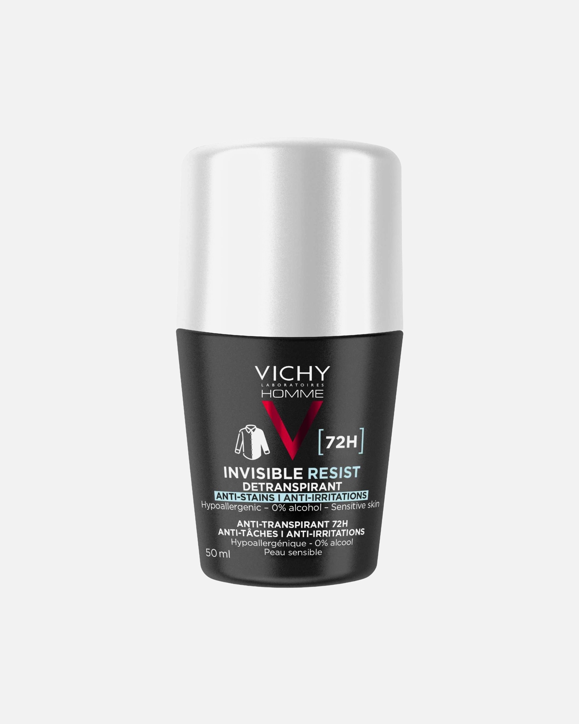 Deodorant für Männlich Vichy Homme Roll-on 72h Anti-Flecken Invisible 50 ml